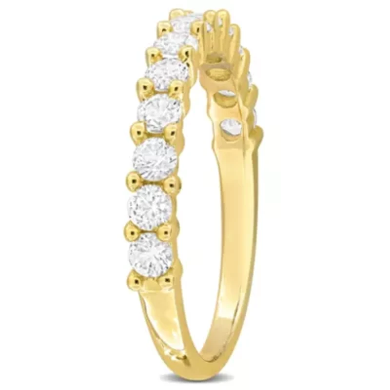 Lab Created White Sapphire Anniversary Ring Rose Plated Sterling Silver
