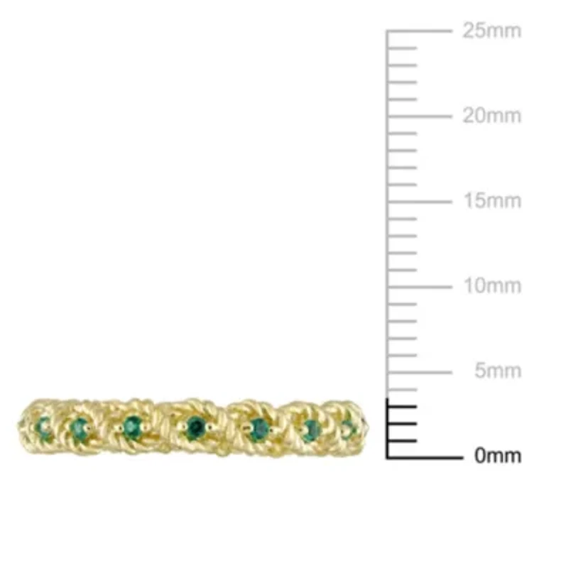 Lab Created Emerald Infinity Eternity Ring 10K Yellow Gold