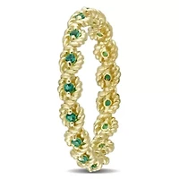 Lab Created Emerald Infinity Eternity Ring 10K Yellow Gold