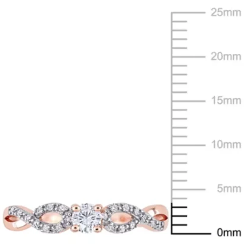 Lab Created White Sapphire and 1/10 ct. t.w. Diamond Infinity Ring Rose Plated Sterling Silver