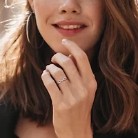 Lab Created White Sapphire and 1/10 ct. t.w. Diamond Infinity Ring Rose Plated Sterling Silver