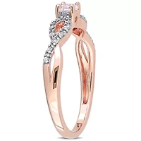 Lab Created White Sapphire and 1/10 ct. t.w. Diamond Infinity Ring Rose Plated Sterling Silver