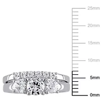 Lab Created White Sapphire 3-Stone Bridal Ring Set 10K Gold