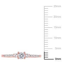 Lab Created White Sapphire and Diamond Accent Promise Ring Rose Plated Sterling Silver