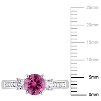 Lab Created Pink and White Sapphire with Diamond 3-Stone Engagement Ring 10K Gold