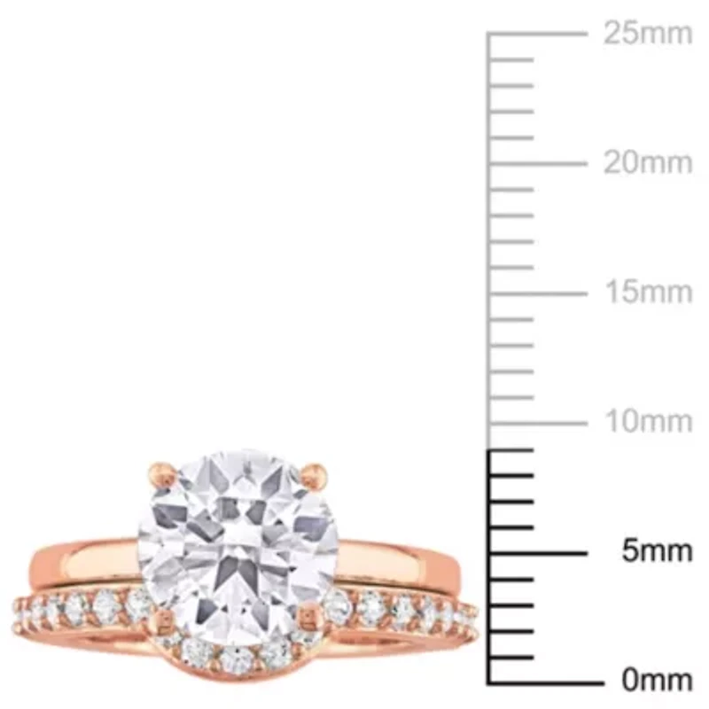 Lab Created White Sapphire Bridal Ring Set 10K Rose Gold