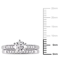 Lab Created White Sapphire and / ct. t.w. Diamond Bridal Ring Set 10K Gold