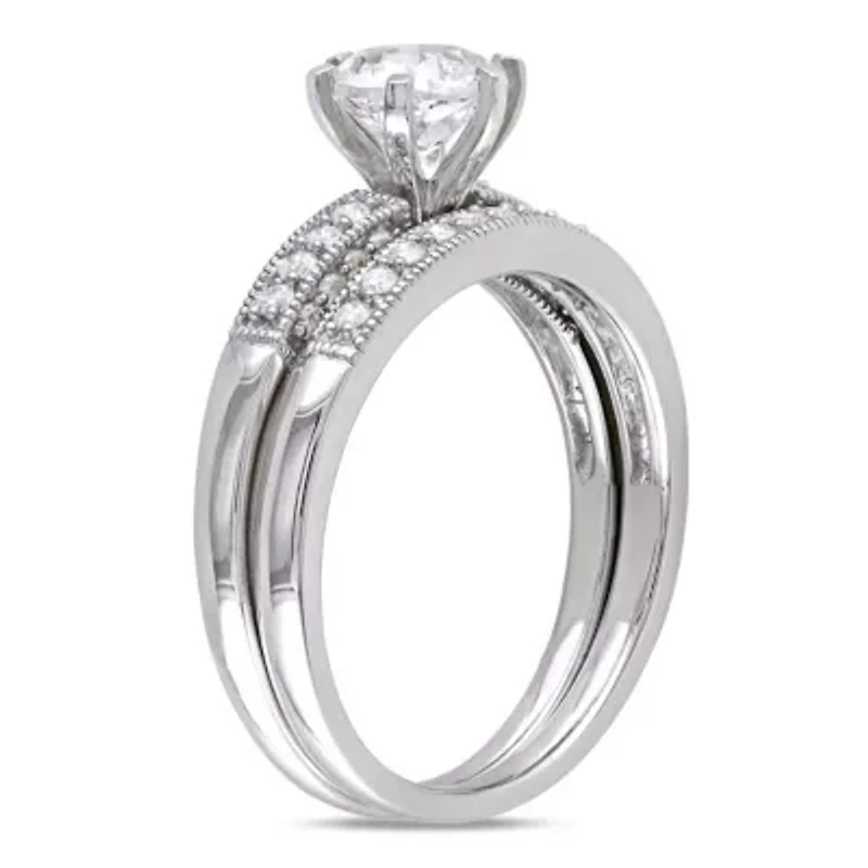 Lab Created White Sapphire and / ct. t.w. Diamond Bridal Ring Set 10K Gold