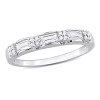 Lab Created White Sapphire and 1/10 ct. t.w. Diamond Semi-eternity Ring 10K Gold