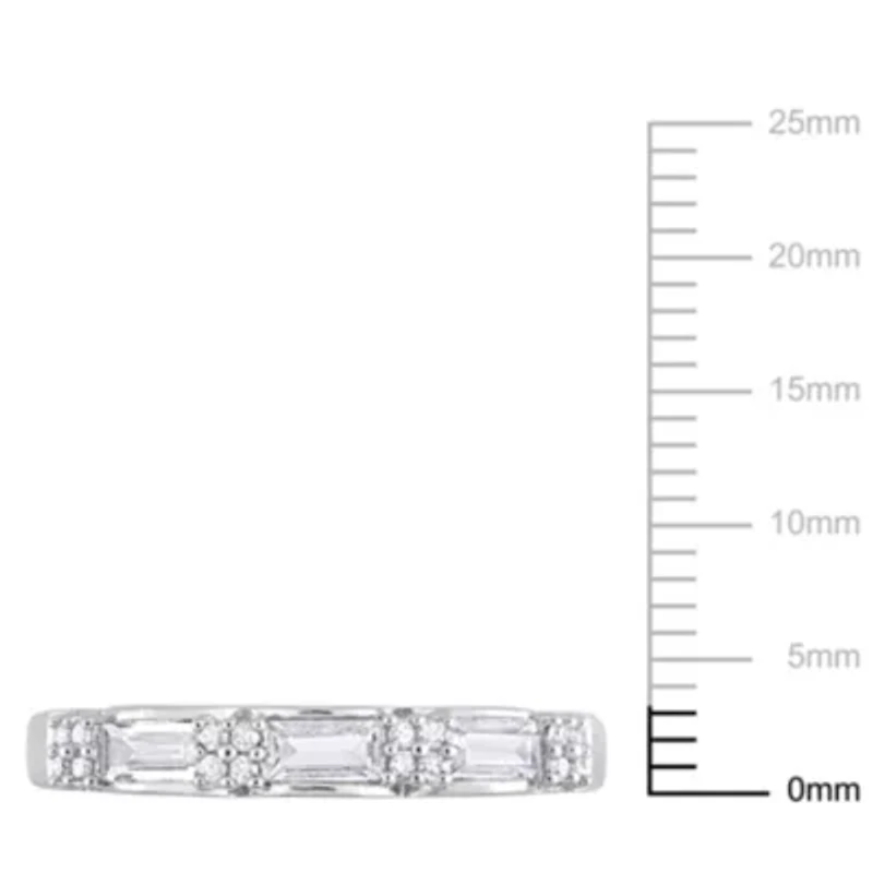 Lab Created White Sapphire and 1/10 ct. t.w. Diamond Semi-eternity Ring 10K Gold