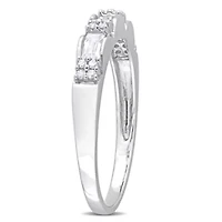 Lab Created White Sapphire and 1/10 ct. t.w. Diamond Semi-eternity Ring 10K Gold