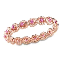 Lab Created Pink Sapphire Infinity Eternity Ring 10K Rose Gold