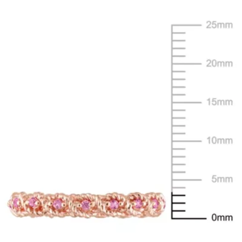 Lab Created Pink Sapphire Infinity Eternity Ring 10K Rose Gold