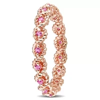 Lab Created Pink Sapphire Infinity Eternity Ring 10K Rose Gold