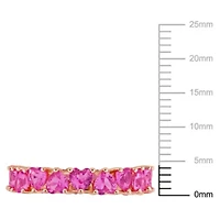 Lab Created Pink Sapphire Heart Eternity Ring Rose Plated Sterling Silver