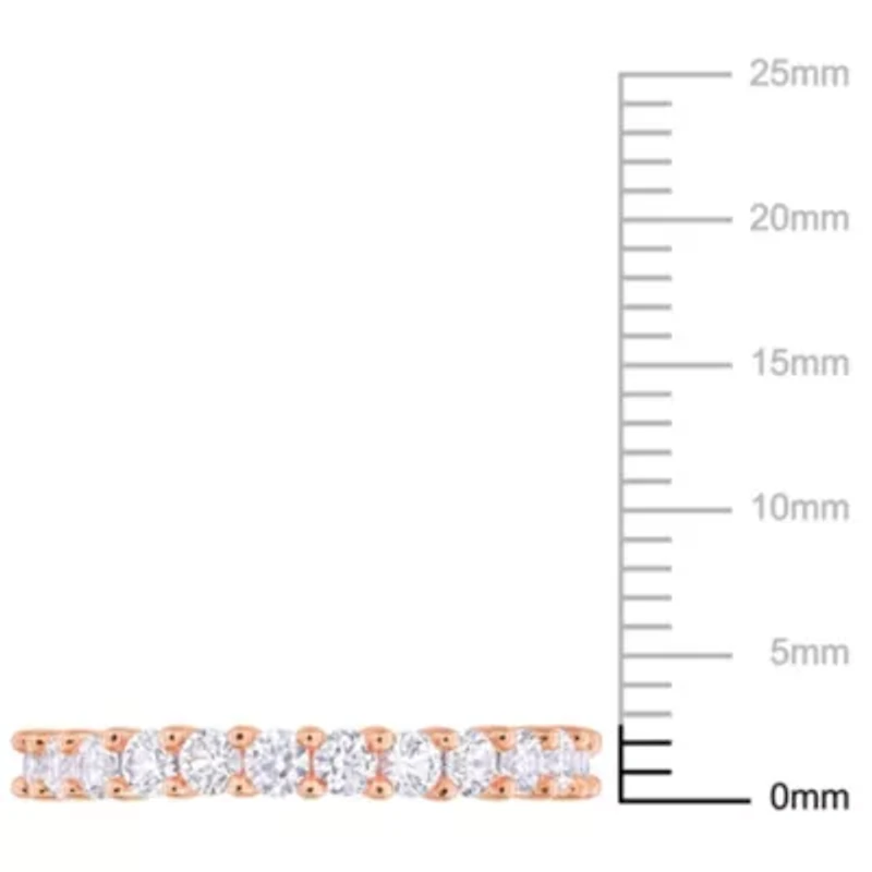 Lab Created White Sapphire Anniversary Ring Rose Plated Sterling Silver
