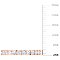 Lab Created White Sapphire Anniversary Ring Rose Plated Sterling Silver