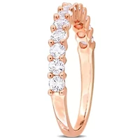 Lab Created White Sapphire Anniversary Ring Rose Plated Sterling Silver