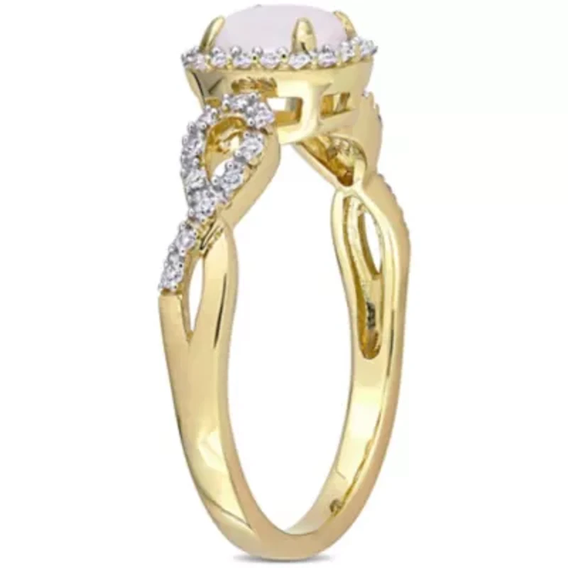 Opal and 1/6 ct. t.w. Diamond Circular Infinity Ring 10K Yellow Gold