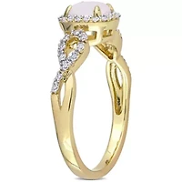 Opal and 1/6 ct. t.w. Diamond Circular Infinity Ring 10K Yellow Gold