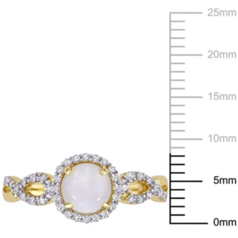 Opal and 1/6 ct. t.w. Diamond Circular Infinity Ring 10K Yellow Gold