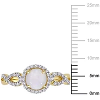 Opal and 1/6 ct. t.w. Diamond Circular Infinity Ring 10K Yellow Gold