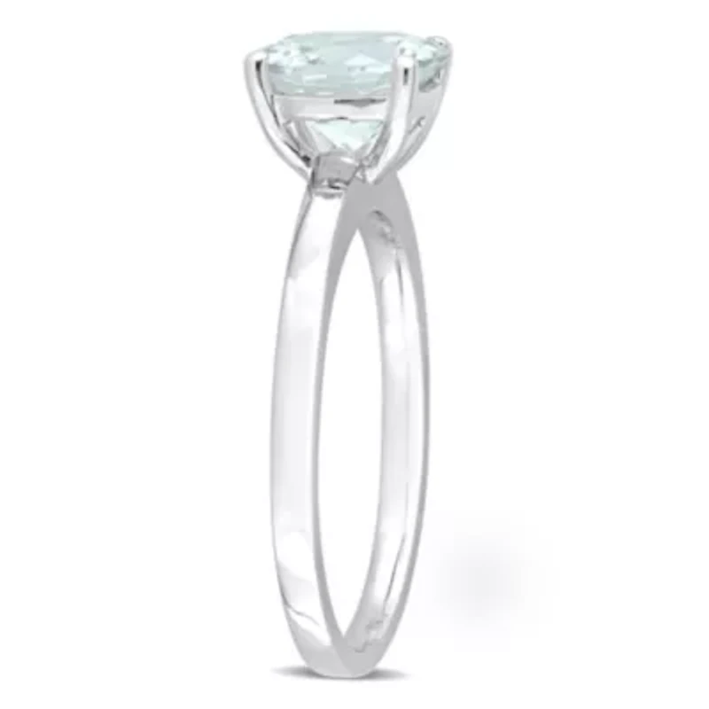 Aquamarine Solitaire Ring 10K White Gold