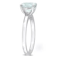 Aquamarine Solitaire Ring 10K White Gold