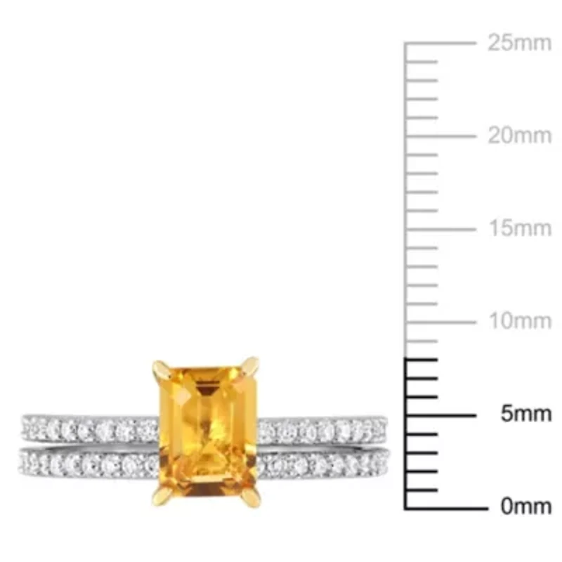 Citrine and 3/8 ct. t.w. Diamond Bridal Ring Set 14K 2-Tone Gold