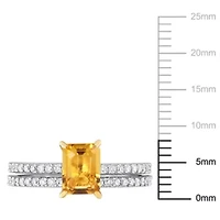 Citrine and 3/8 ct. t.w. Diamond Bridal Ring Set 14K 2-Tone Gold