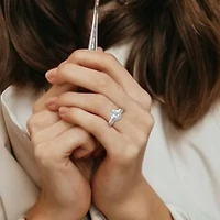 Lab Created Aquamarine and White Sapphire Bridal Ring Set 10K Gold