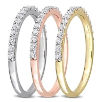 Lab Created White Sapphire Anniversary Ring Set 10K 3-Tone Gold