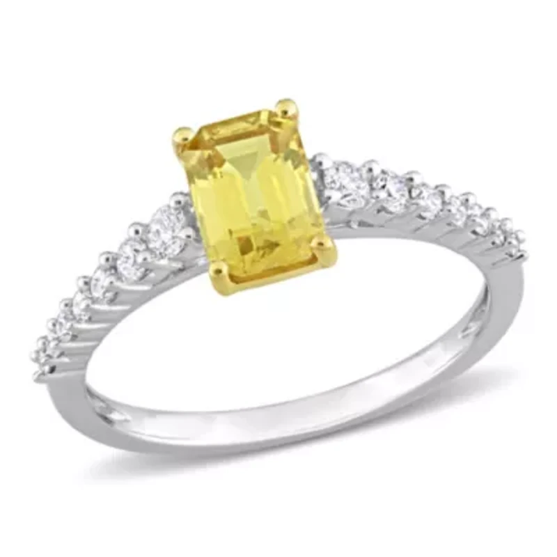 Yellow Sapphire and 1/3 ct. t.w. Diamond Bridal Ring 14K 2-Tone Gold