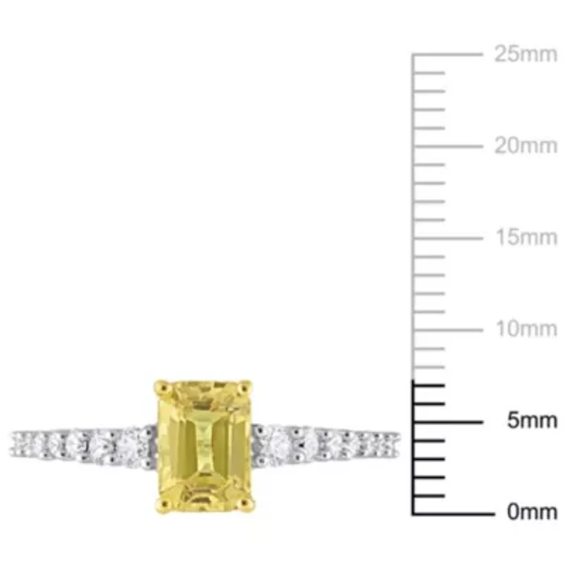 Yellow Sapphire and 1/3 ct. t.w. Diamond Bridal Ring 14K 2-Tone Gold