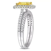 Yellow Sapphire and 1/4 ct. t.w. Diamond Bridal Ring Set 14K White Gold