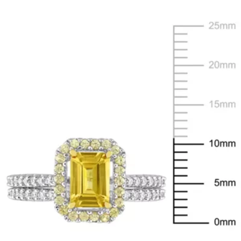 Yellow Sapphire and 1/4 ct. t.w. Diamond Bridal Ring Set 14K White Gold