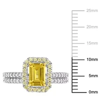 Yellow Sapphire and 1/4 ct. t.w. Diamond Bridal Ring Set 14K White Gold