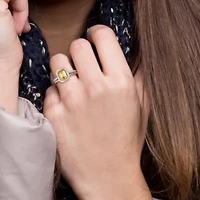 Yellow Sapphire and 1/4 ct. t.w. Diamond Bridal Ring Set 14K White Gold