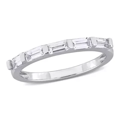 White Sapphire Anniversary Ring 10K Gold
