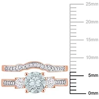 Lab Created Aquamarine and 1/8 ct. t.w. Diamond Bridal Ring Set 10K Rose Gold