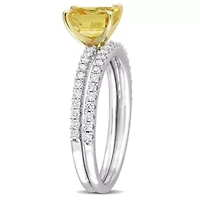 Yellow Sapphire and 3/8 ct. t.w. Diamond Bridal Ring Set 14K White Gold