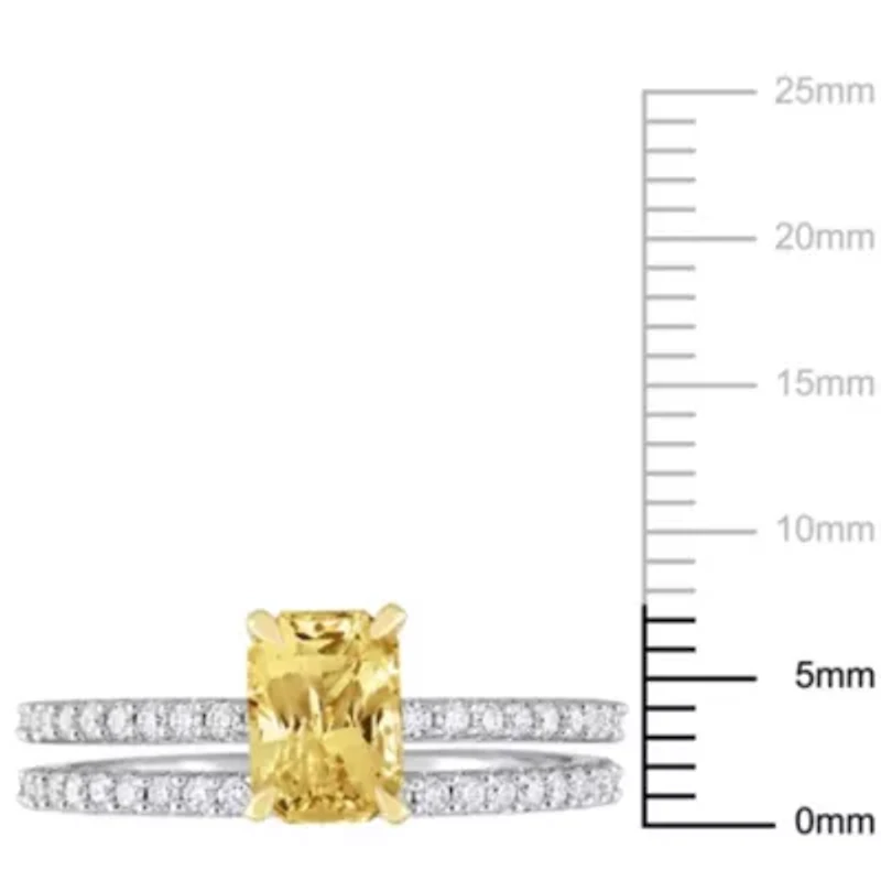 Yellow Sapphire and 3/8 ct. t.w. Diamond Bridal Ring Set 14K White Gold