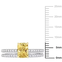 Yellow Sapphire and 3/8 ct. t.w. Diamond Bridal Ring Set 14K White Gold