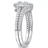 Aquamarine and 1/2 ct. t.w. Diamond Bridal Ring Set 10K White Gold