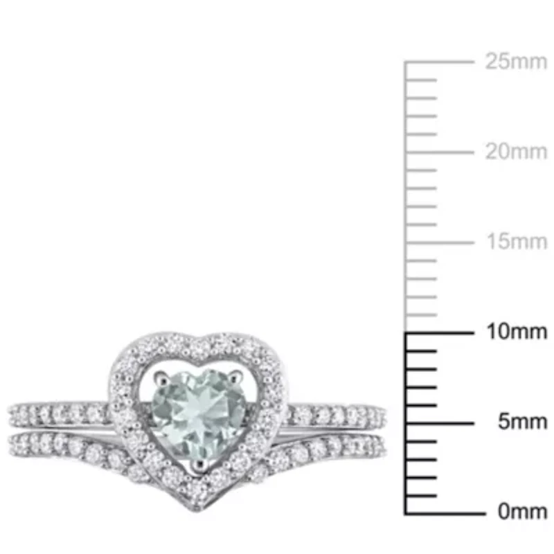 Aquamarine and 1/2 ct. t.w. Diamond Bridal Ring Set 10K White Gold