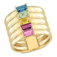 Multi-Gemstones Ring 14K Yellow Gold