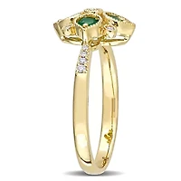 Emerald and 1/10 ct. t.w. Diamond Geometric Engagement Ring 14K Yellow Gold