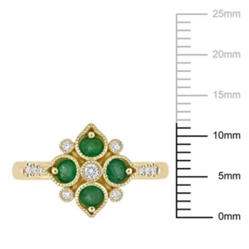 Emerald and 1/10 ct. t.w. Diamond Geometric Engagement Ring 14K Yellow Gold