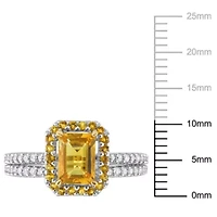 Citrine and 1/4 ct. t.w. Diamond Halo Bridal Ring Set 14K 2-Tone Gold