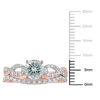 Aquamarine and 1/7 ct. t.w. Diamond Bridal Ring Set 10K Rose Gold